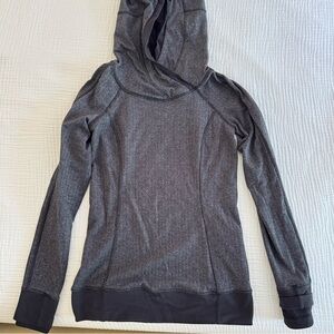 Lululemon Think Fast Pullover Hoodie Black/Gray Heathered Herringbone si…